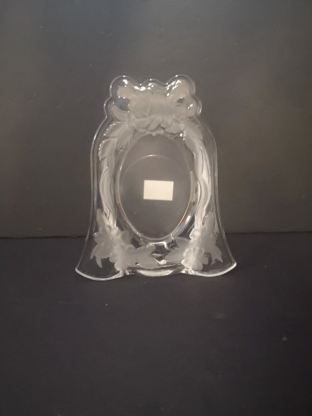 Vintage Studio Nova Japan Clear & Frosted Glass Bell Shaped Photo Frame 8" High